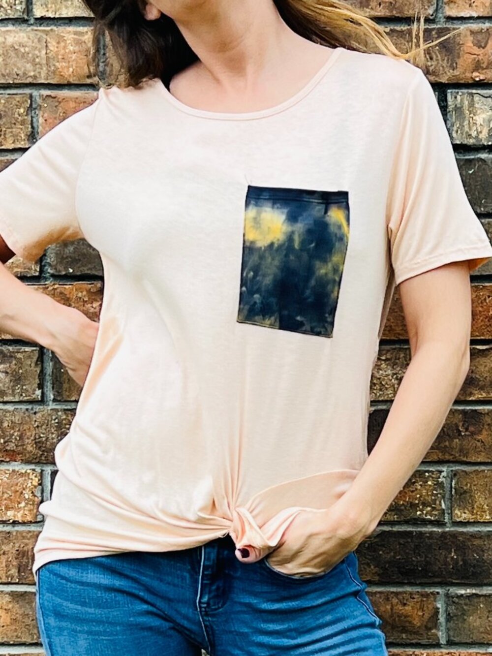 Peach Tie Dye Pocket Top